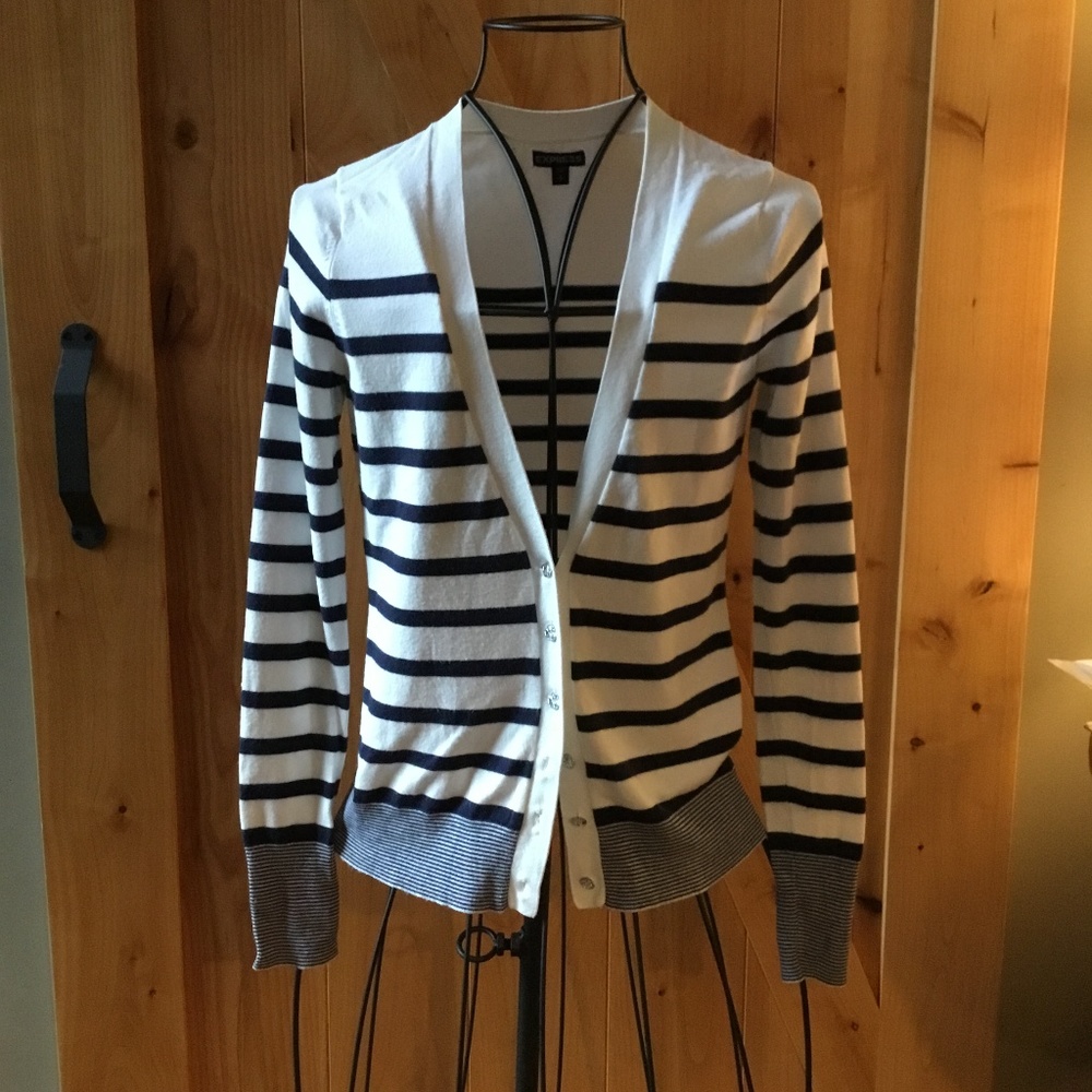 🌮Express Navy Striped Cardigan XS
